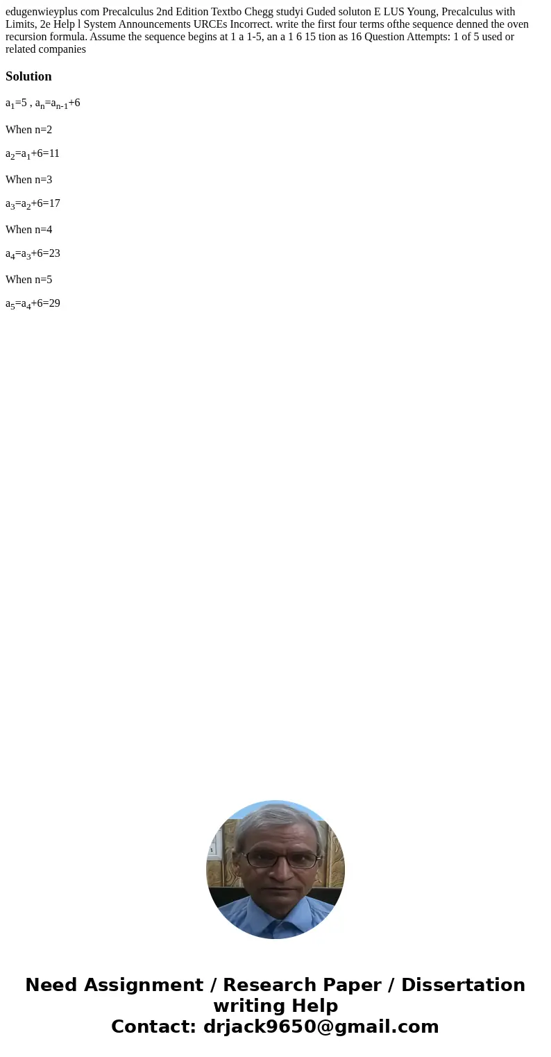  edugenwieyplus com Precalculus 2nd Edition Textbo Chegg studyi Guded soluton E LUS Young, Precalculus with Limits, 2e Help l System Announcements URCEs Incorre