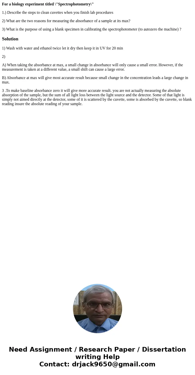 For a biology experiment titled \