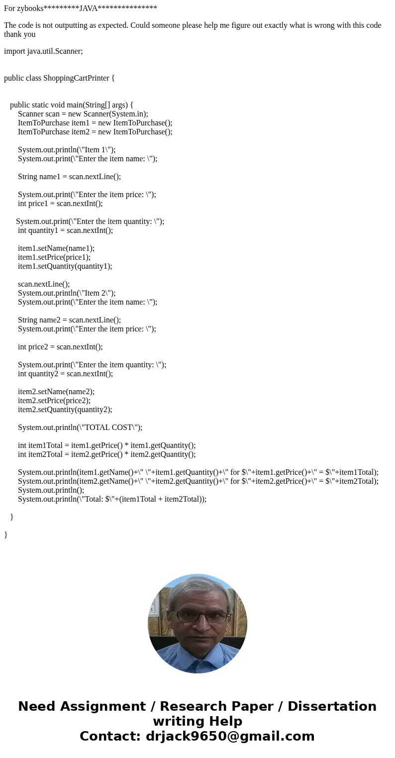 For zybooks*********JAVA*************** The code is not outputting as expected. Could someone please help me figure out exactly what is wrong with this code tha For zybooks*********JAVA*************** The code is not outputting as expected. Could someone please help me figure out exactly what is wrong with this code tha