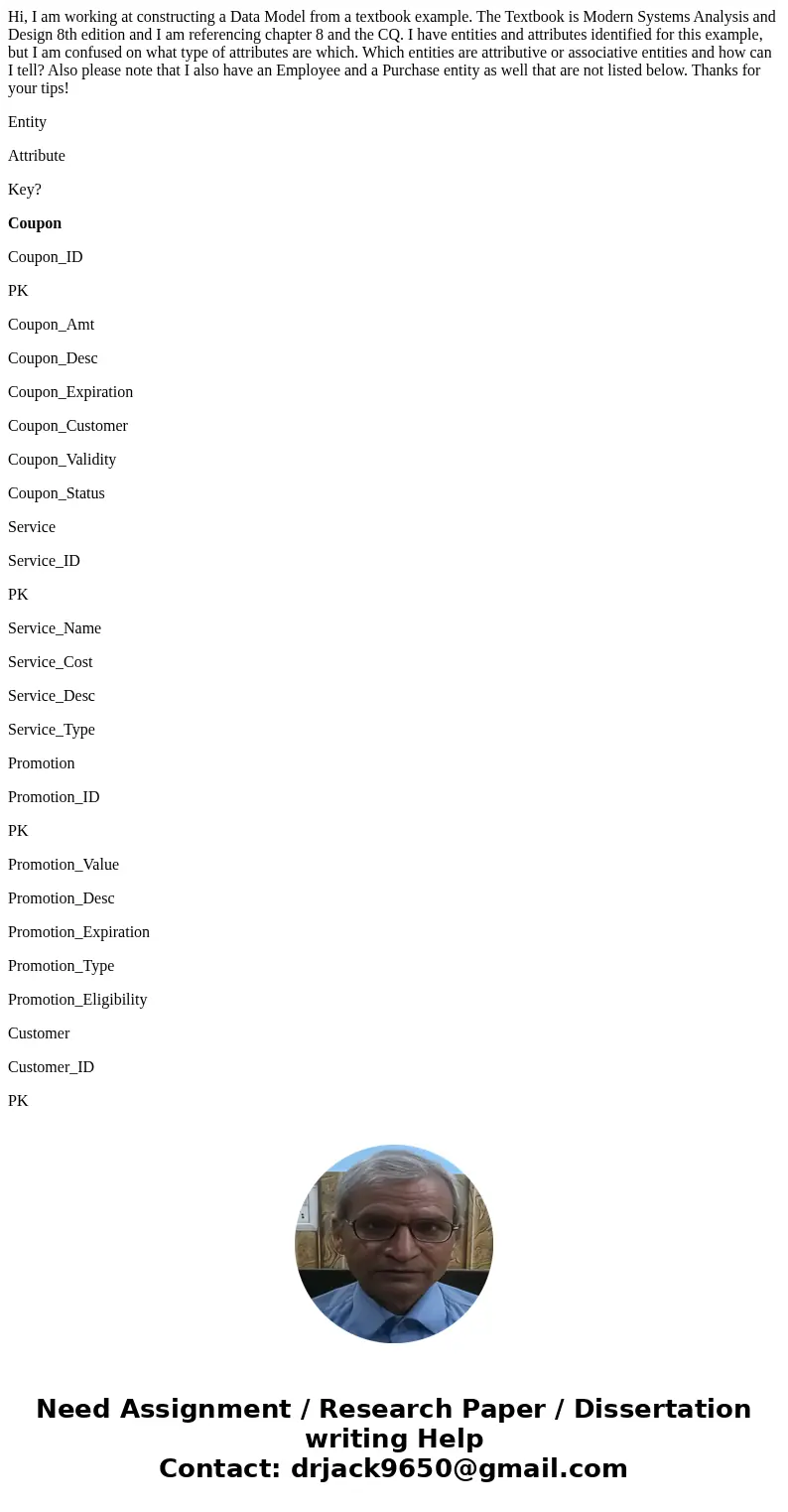 Hi, I am working at constructing a Data Model from a textbook example. The Textbook is Modern Systems Analysis and Design 8th edition and I am referencing chapt Hi, I am working at constructing a Data Model from a textbook example. The Textbook is Modern Systems Analysis and Design 8th edition and I am referencing chapt