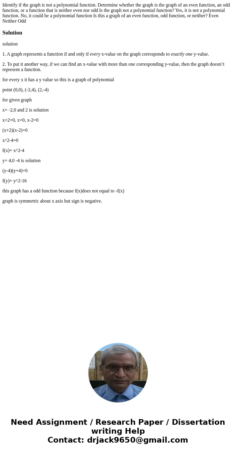 Identify if the graph is not a polynomial function. Determine whether the graph is the graph of an even function, an odd function, or a function that is neithe  Identify if the graph is not a polynomial function. Determine whether the graph is the graph of an even function, an odd function, or a function that is neithe