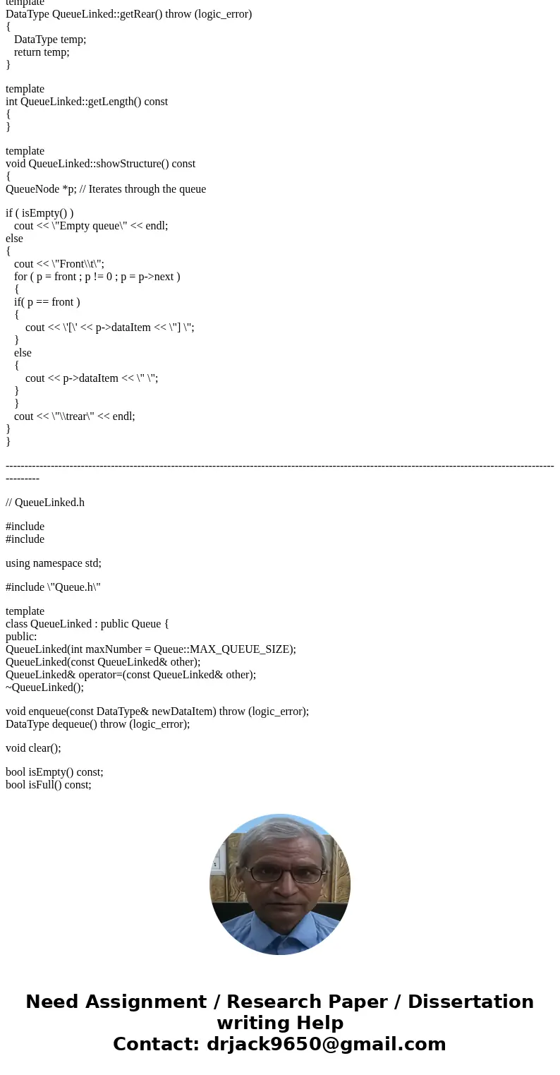 implement the Queue ADT using the linked list approach #include \ implement the Queue ADT using the linked list approach #include \