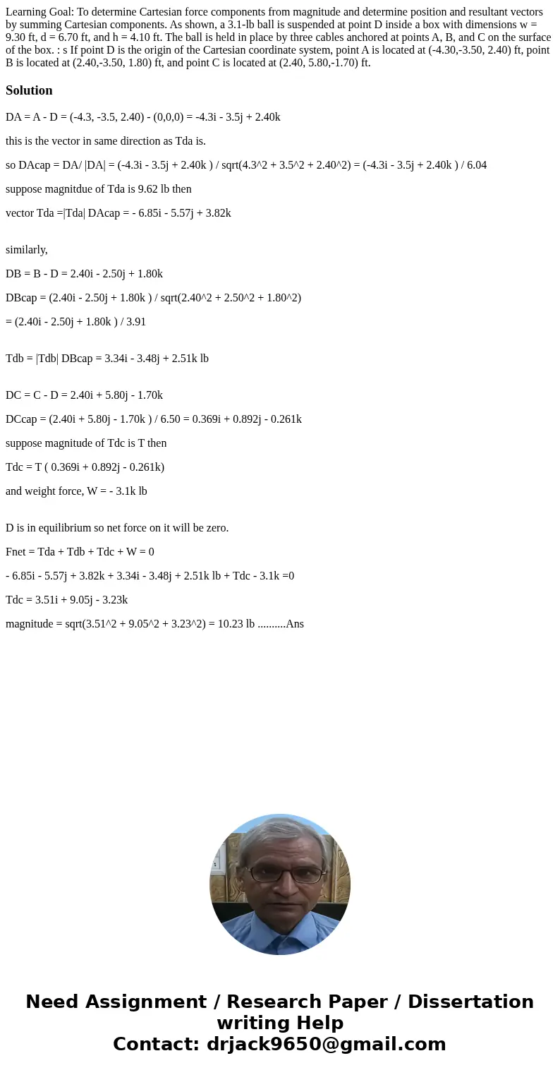  Learning Goal: To determine Cartesian force components from magnitude and determine position and resultant vectors by summing Cartesian components. As shown, a