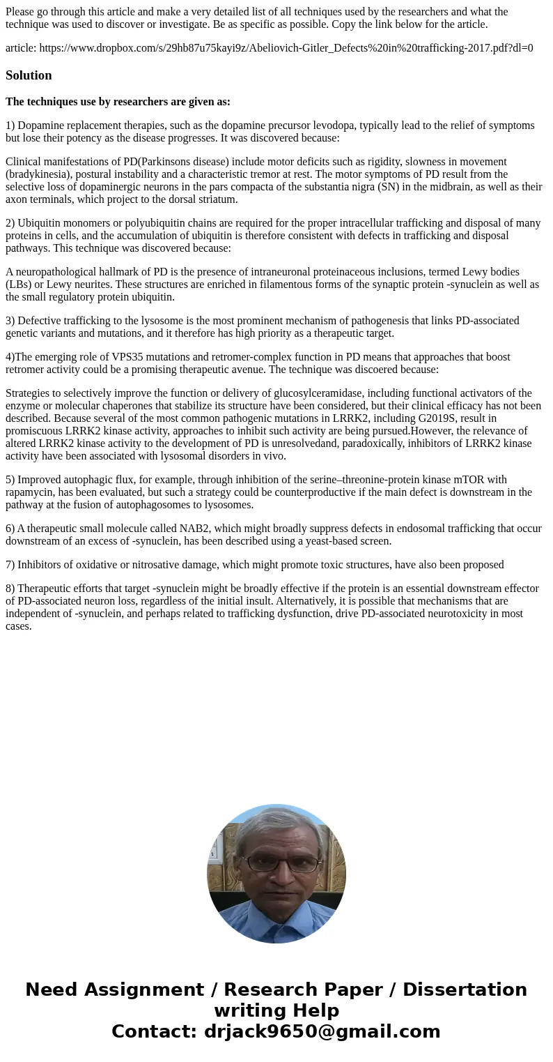 Please go through this article and make a very detailed list of all techniques used by the researchers and what the technique was used to discover or investigat