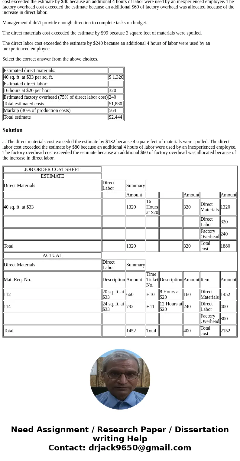 posting for second times I really don\'t want incomplete answer thanks I\'ll rate Job Order Cost Sheet Remnant Carpet Company sells and installs commercial carp