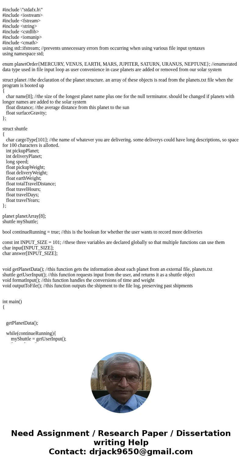 Problem: You have been hired by an interplanetary delivery service to keep track of shipments through out the solar system. Shipments can be made between any tw