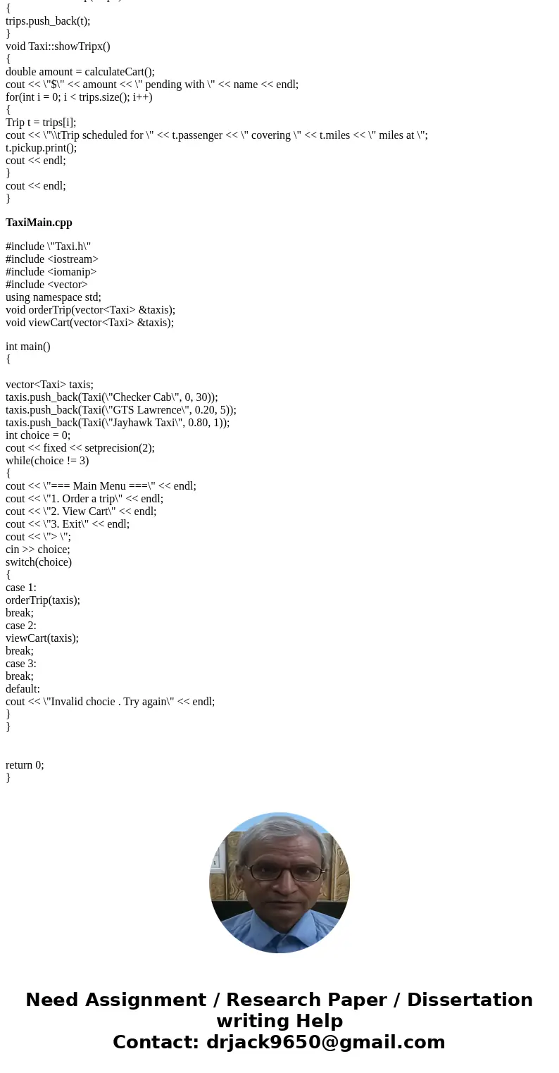 Project 3 – Advanced Taxi System Objective To gain experience and practice using classes. Problem As a concierge at a local hotel, you would like to simplify yo