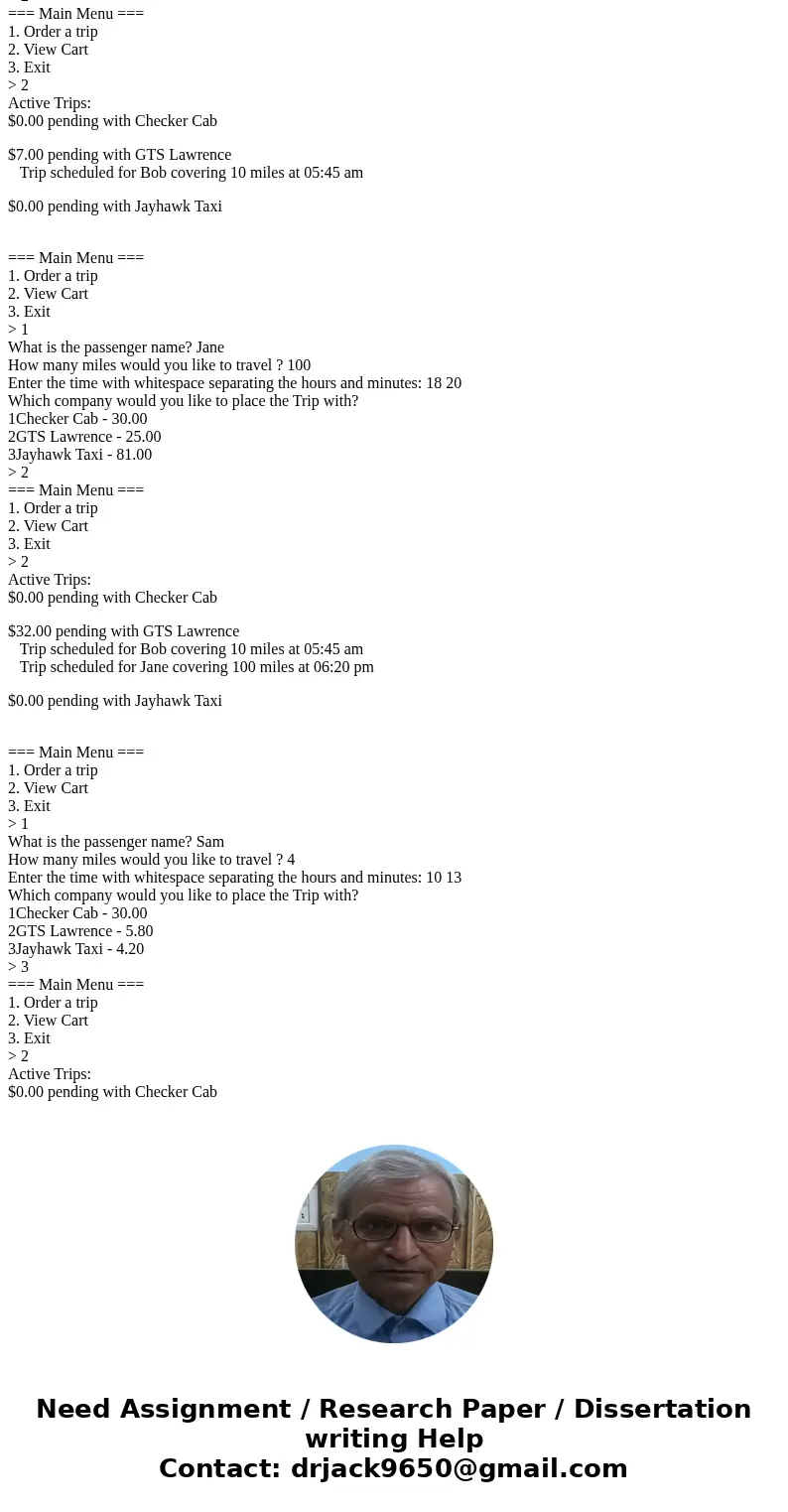 Project 3 – Advanced Taxi System Objective To gain experience and practice using classes. Problem As a concierge at a local hotel, you would like to simplify yo