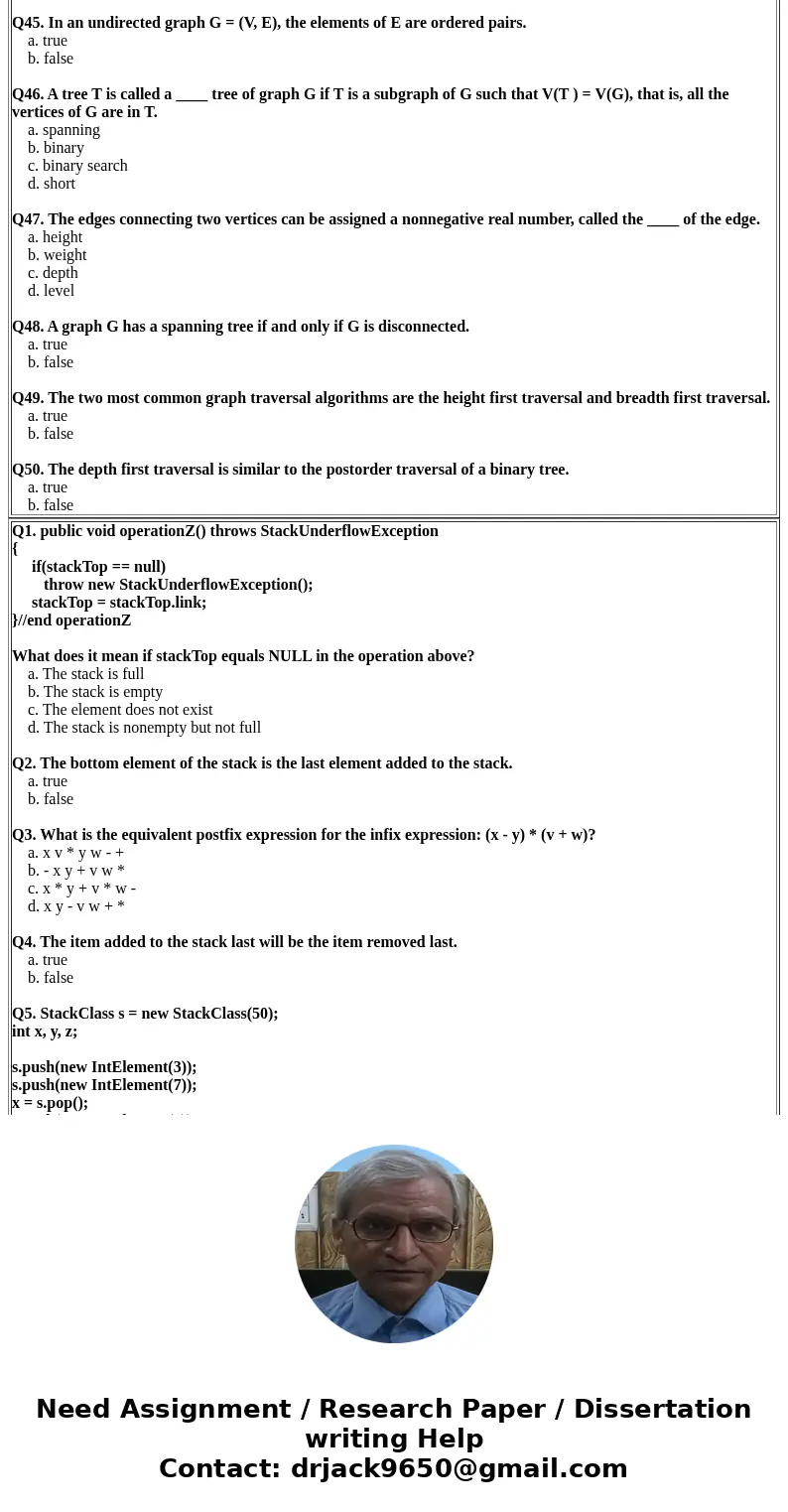 Q1. public void operationZ() throws StackUnderflowException { if(stackTop == null) throw new StackUnderflowException(); stackTop = stackTop.link; }//end operat  Q1. public void operationZ() throws StackUnderflowException { if(stackTop == null) throw new StackUnderflowException(); stackTop = stackTop.link; }//end operat