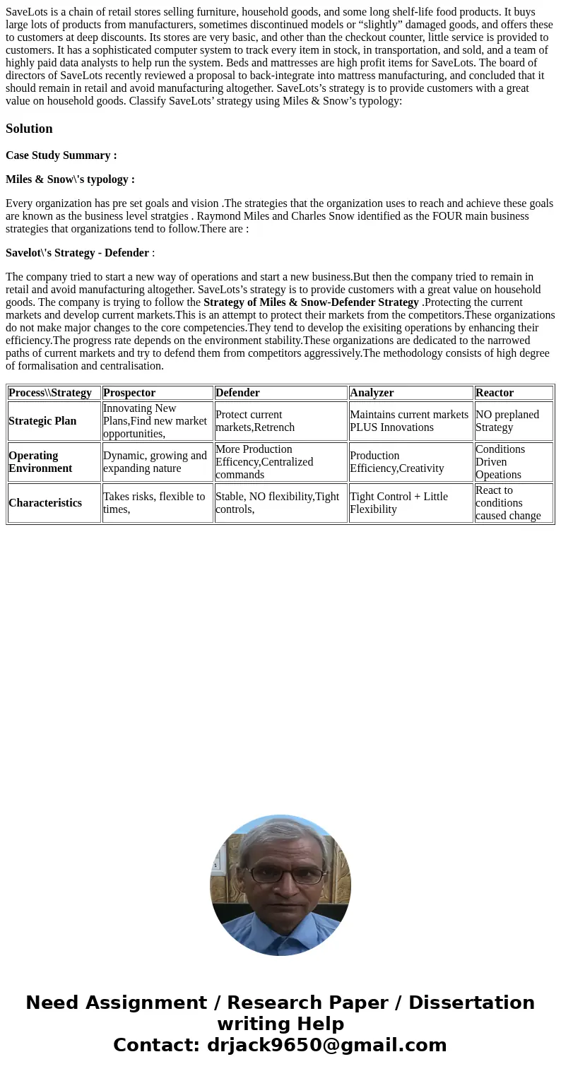 SaveLots is a chain of retail stores selling furniture, household goods, and some long shelf-life food products. It buys large lots of products from manufacture
