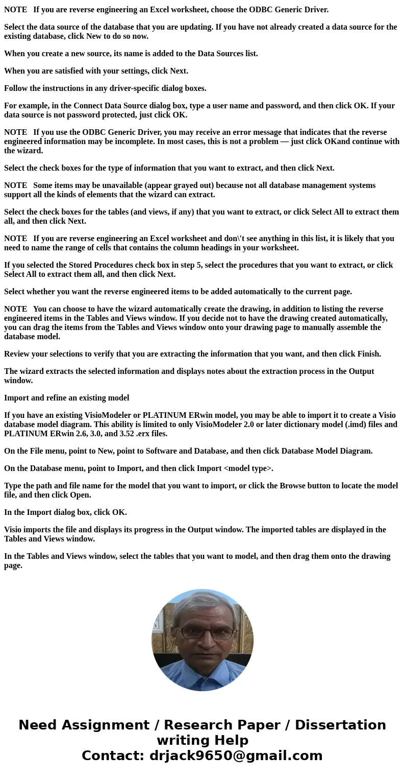 Scenario You have been asked to create a database model using MS Visio Database Model Diagram Template. The purpose of this lab is to provide experience designi