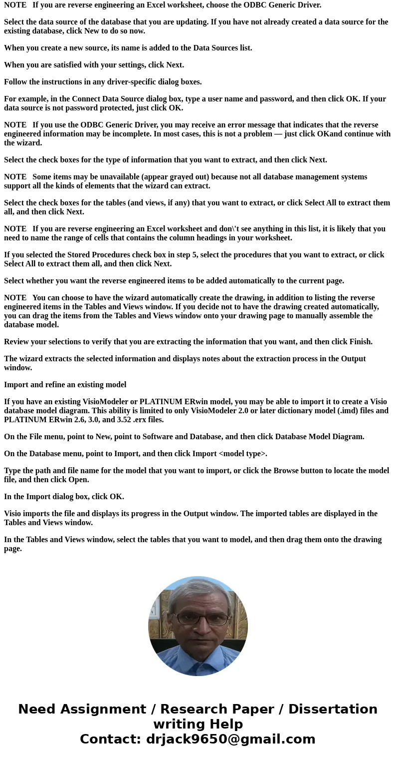 Scenario You have been asked to create a database model using MS Visio Database Model Diagram Template. The purpose of this lab is to provide experience designi