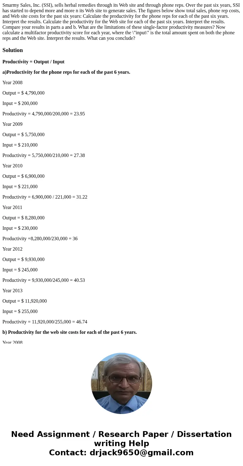  Smarmy Sales, Inc. (SSI), sells herbal remedies through its Web site and through phone reps. Over the past six years, SSI has started to depend more and more n