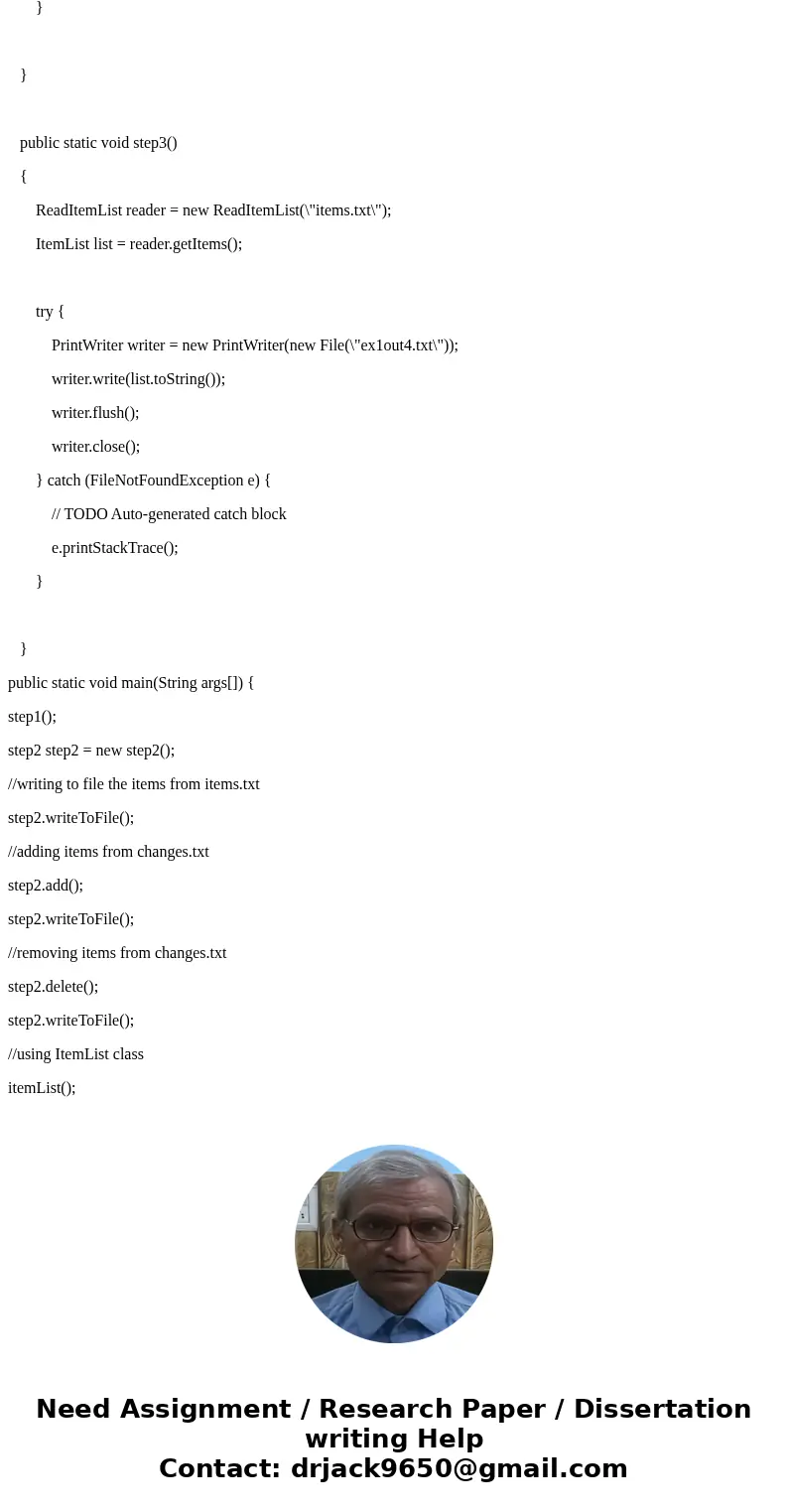Starting with the starting program, you are to modify the cope and create new classes as well as output to files according to the specifications: 1) Construct a