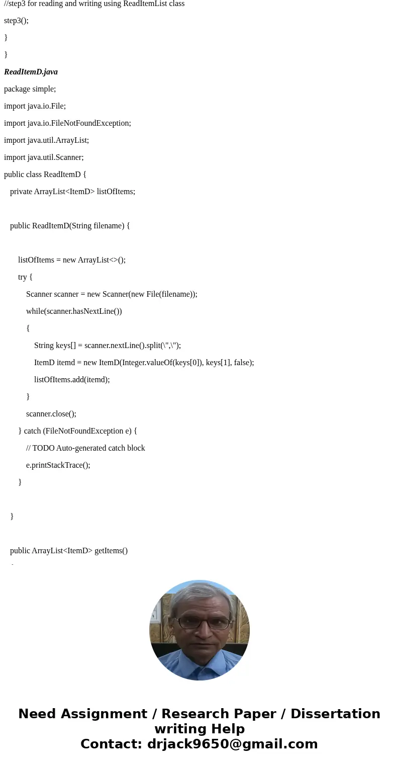 Starting with the starting program, you are to modify the cope and create new classes as well as output to files according to the specifications: 1) Construct a