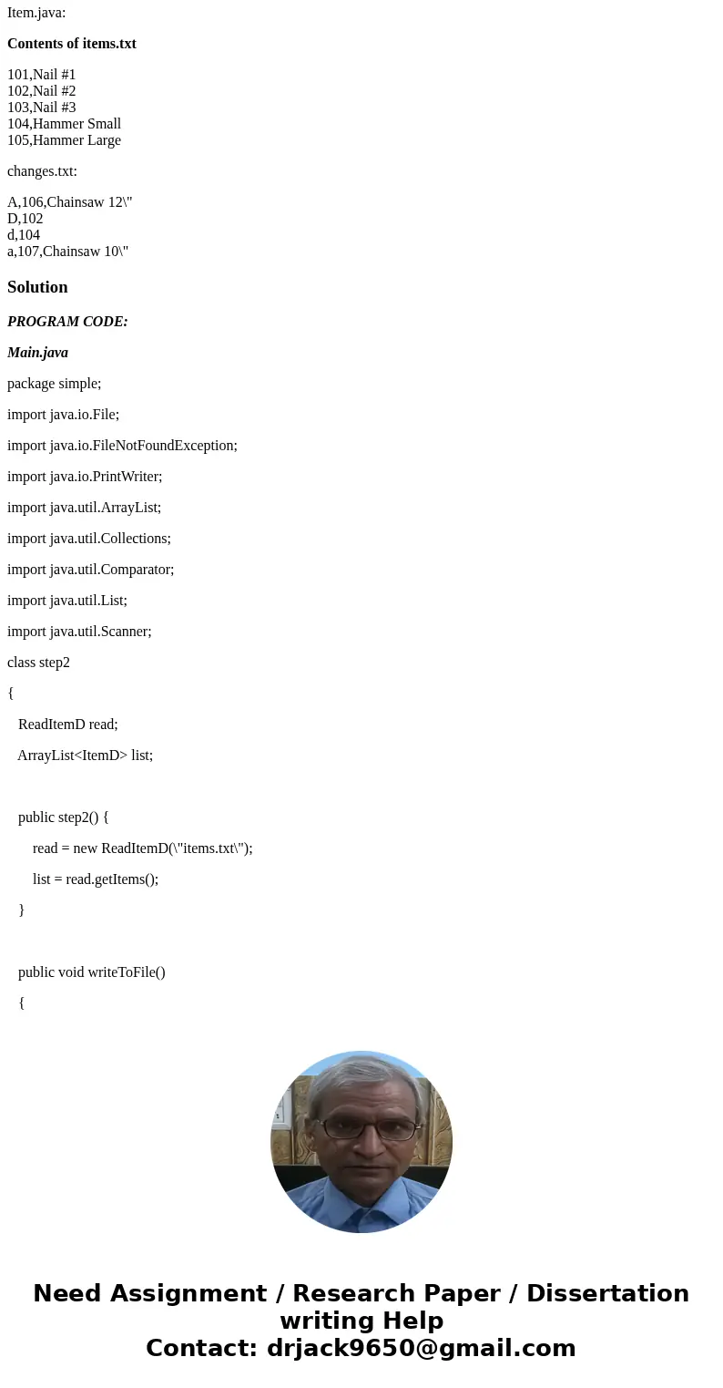 Starting with the starting program, you are to modify the cope and create new classes as well as output to files according to the specifications: 1) Construct a