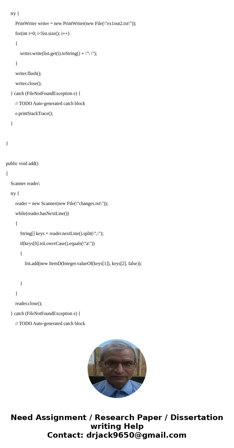 Starting with the starting program, you are to modify the cope and create new classes as well as output to files according to the specifications: 1) Construct a