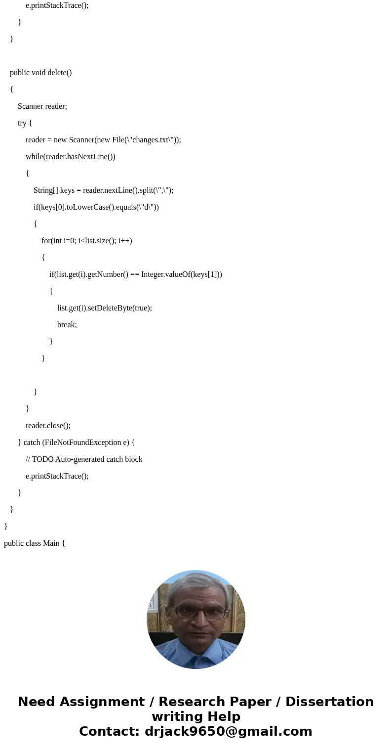 Starting with the starting program, you are to modify the cope and create new classes as well as output to files according to the specifications: 1) Construct a