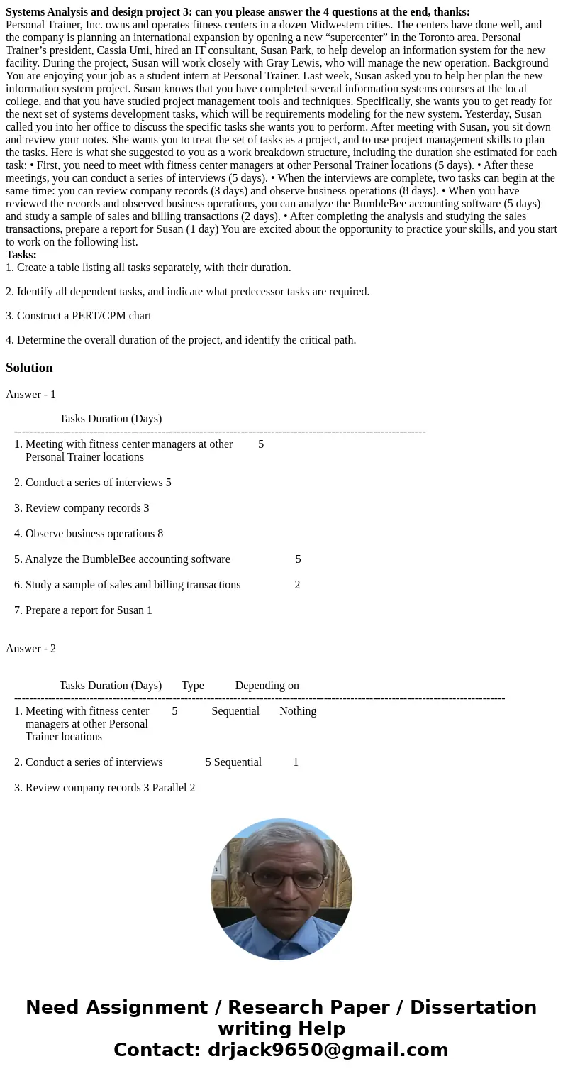 Systems Analysis and design project 3: can you please answer the 4 questions at the end, thanks: Personal Trainer, Inc. owns and operates fitness centers in a d