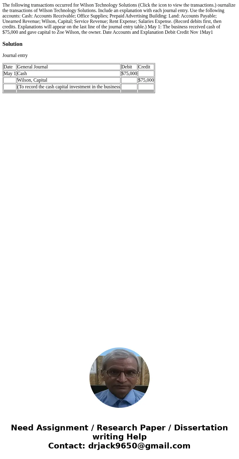 The following transactions occurred for Wilson Technology Solutions (Click the icon to view the transactions.) ournalize the transactions of Wilson Technology   The following transactions occurred for Wilson Technology Solutions (Click the icon to view the transactions.) ournalize the transactions of Wilson Technology