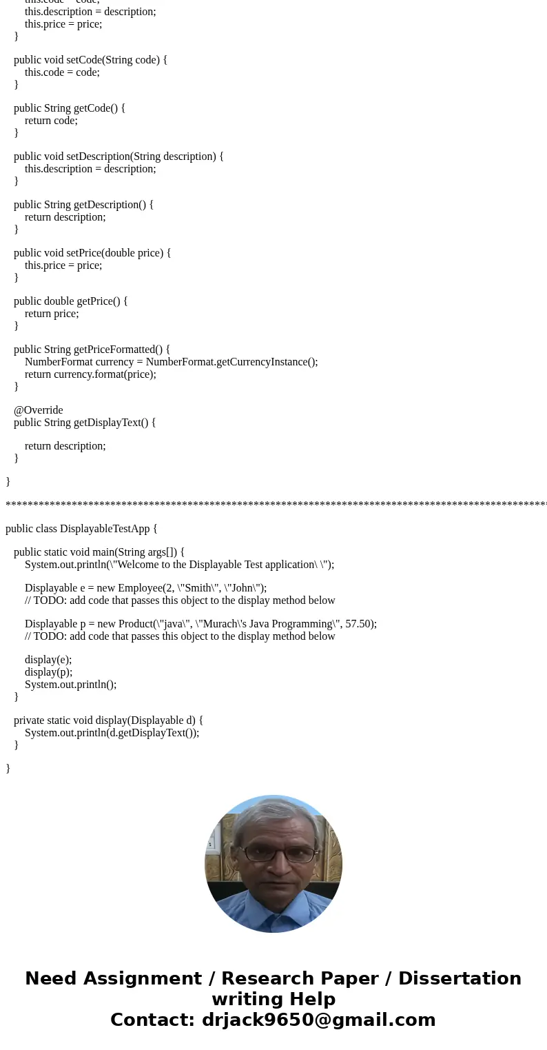 This is Java class working on the eclipse. I include some of the codes just so you know what needed. create and work with interfaces you\'ll create the Departme This is Java class working on the eclipse. I include some of the codes just so you know what needed. create and work with interfaces you\'ll create the Departme