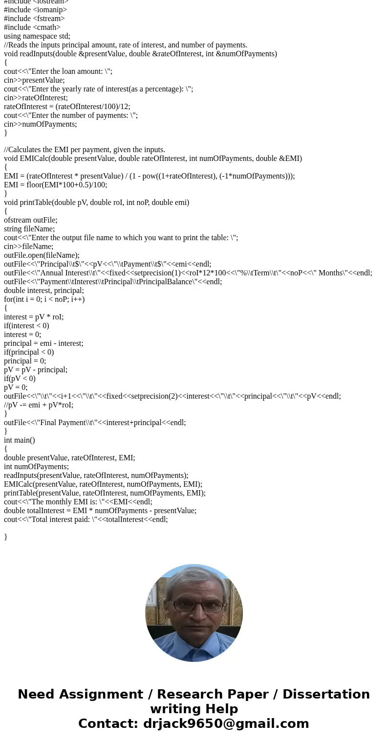 *******************This needs to written using functions and the Mortgage Table and results needs to be outputted to a file*************************************