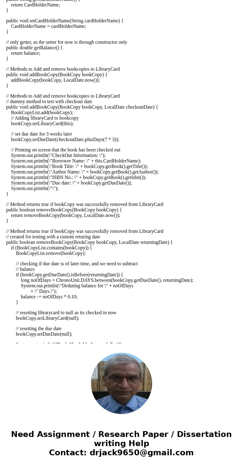 Trying to create a Library in Java 8 using the Date API. BookCopy has an associated DueDate (which is null if the book is not checked out) and LibraryCard has a Trying to create a Library in Java 8 using the Date API. BookCopy has an associated DueDate (which is null if the book is not checked out) and LibraryCard has a