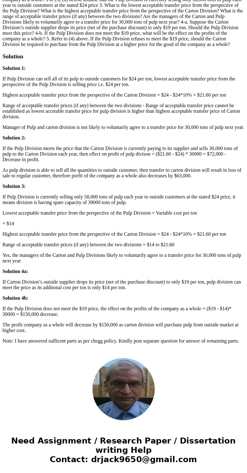  ubec Products, Inc., operates a Pulp Division Revenue and costs associated with a ton of pulp follow that manufactures wood pulp for use in the production of v