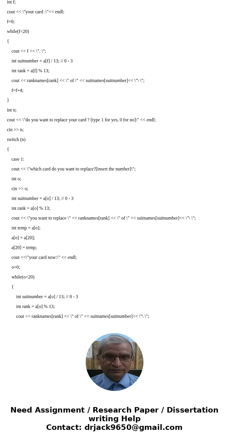 Write a method with the following header which generates a random card by randomly generating integers in the appropriate ranges for the card’s kind and suit. ( Write a method with the following header which generates a random card by randomly generating integers in the appropriate ranges for the card’s kind and suit. (