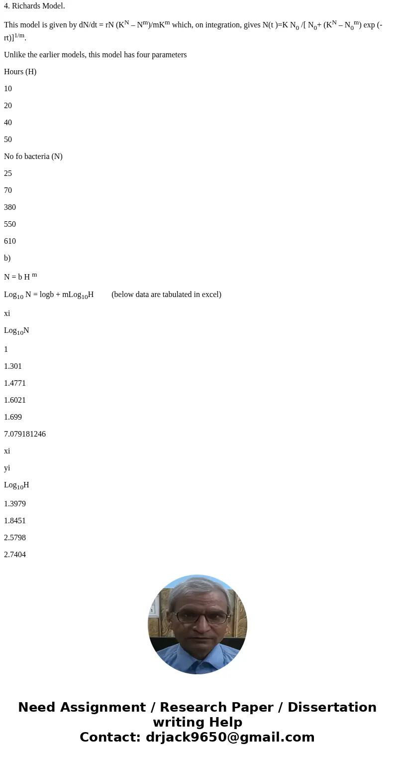 Write down the four (4) nonlinear regression models covered in class, i.e. both the name of the model and their functional form showing their respective regres  Write down the four (4) nonlinear regression models covered in class, i.e. both the name of the model and their functional form showing their respective regres