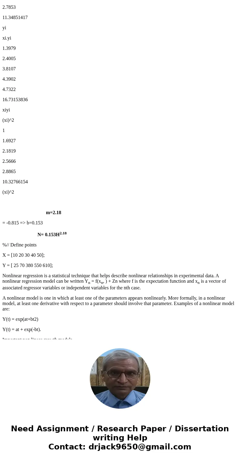 Write down the four (4) nonlinear regression models covered in class, i.e. both the name of the model and their functional form showing their respective regres  Write down the four (4) nonlinear regression models covered in class, i.e. both the name of the model and their functional form showing their respective regres