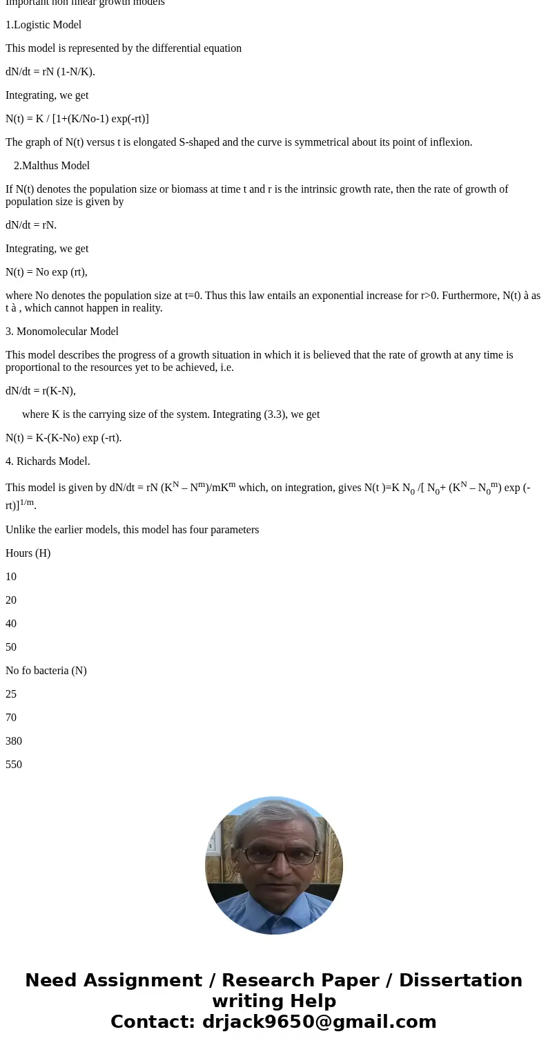 Write down the four (4) nonlinear regression models covered in class, i.e. both the name of the model and their functional form showing their respective regres  Write down the four (4) nonlinear regression models covered in class, i.e. both the name of the model and their functional form showing their respective regres