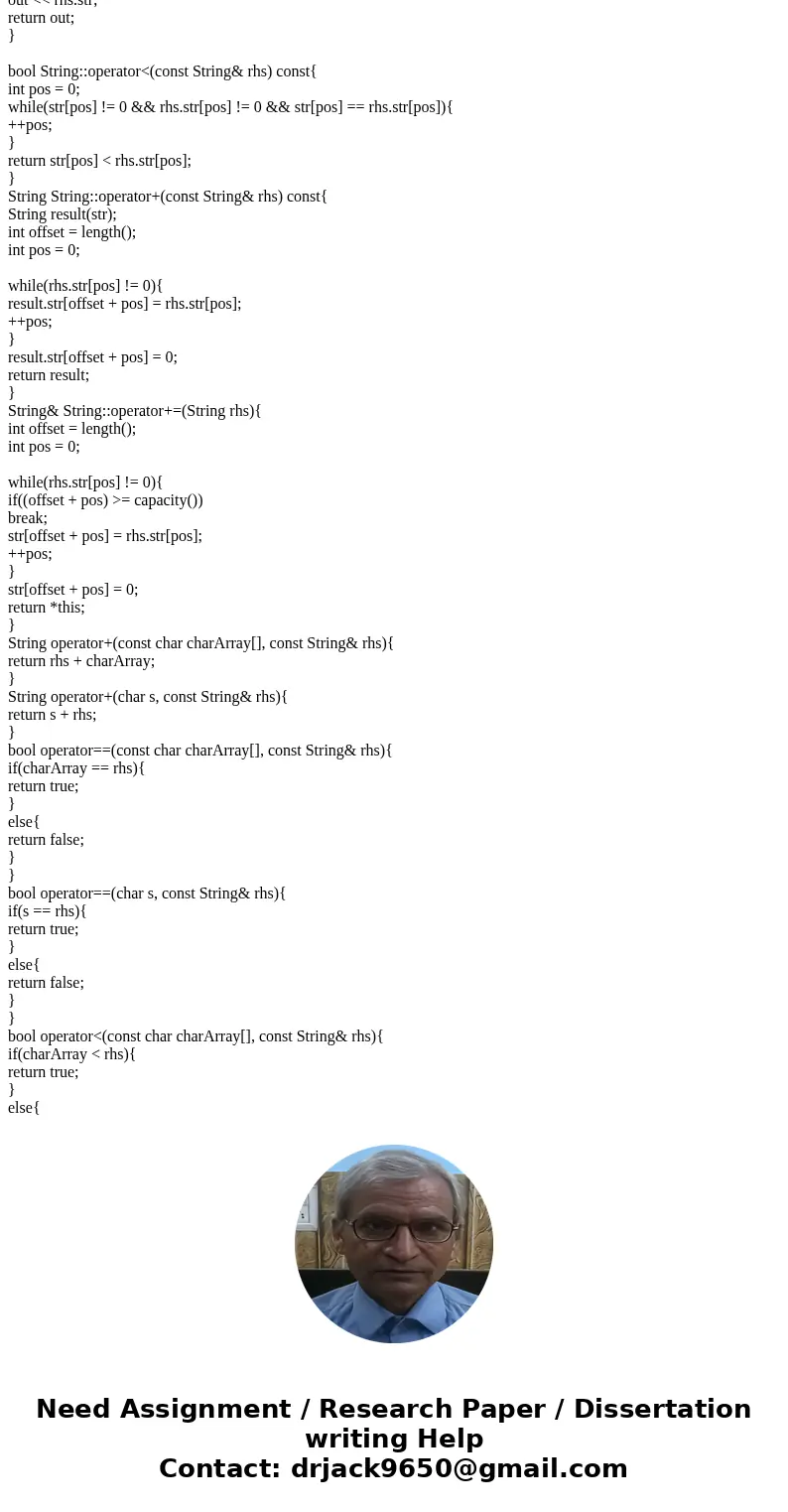 Write Test cases for all of the functions and methods in C++ for the class String. --------------------------------------------------- String.cpp -------------- Write Test cases for all of the functions and methods in C++ for the class String. --------------------------------------------------- String.cpp --------------