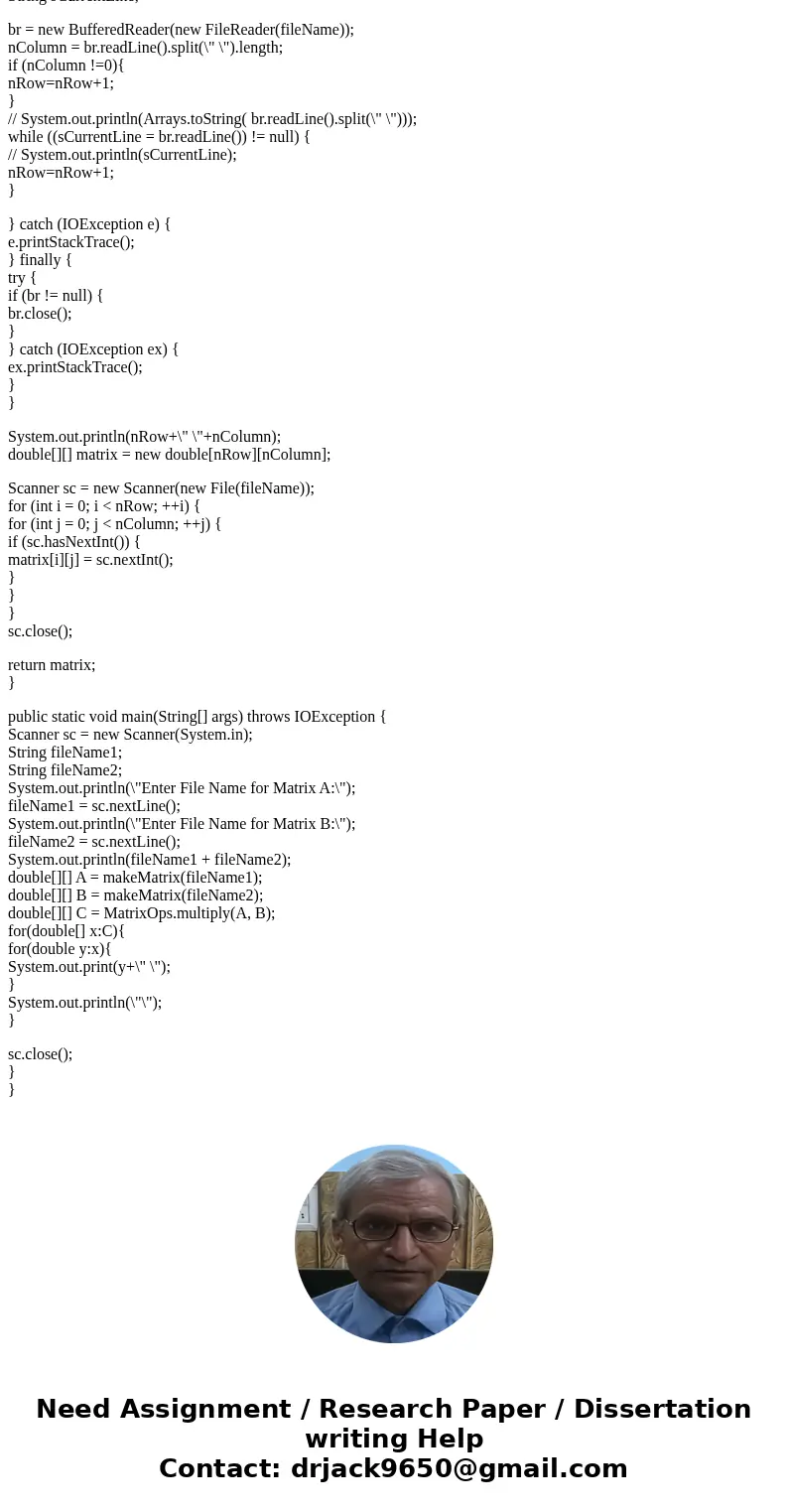 Write your code in the file MatrixOps.java.. Consider the following definitions from matrix algebra: A vector is a one-dimensional set of numbers, such as [42   Write your code in the file MatrixOps.java.. Consider the following definitions from matrix algebra: A vector is a one-dimensional set of numbers, such as [42