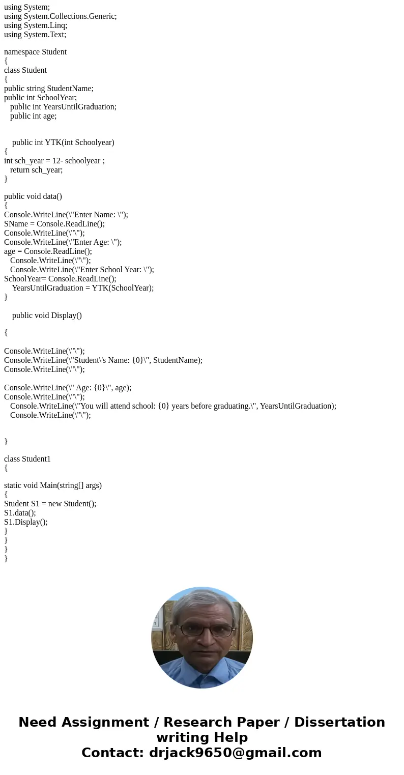 1. Create a console program in C#, * Create a class: \ 1. Create a console program in C#, * Create a class: \