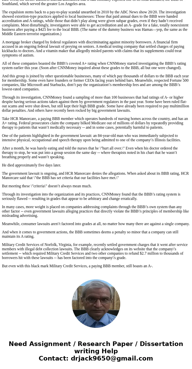 1. In a narrative format, discuss the key facts and critical issues that pertain to the unethical conduct of the Better Business Bureau. Using valid peer-review