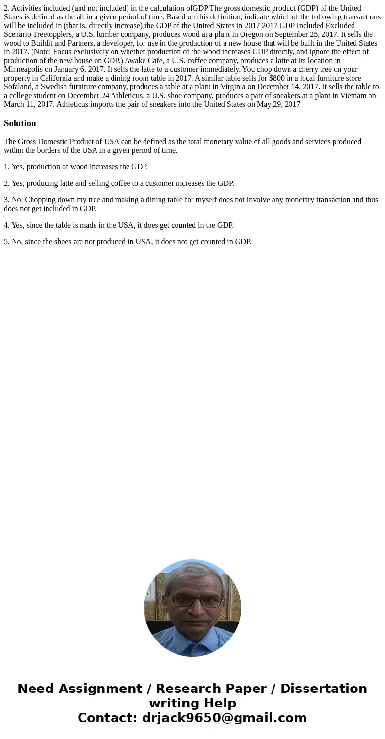  2. Activities included (and not included) in the calculation ofGDP The gross domestic product (GDP) of the United States is defined as the all in a given perio