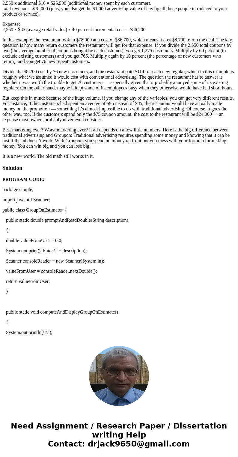 3.1 Your program You will write a program that performs the computation described in the article. Your program will allow the user to do this several times, sho 3.1 Your program You will write a program that performs the computation described in the article. Your program will allow the user to do this several times, sho