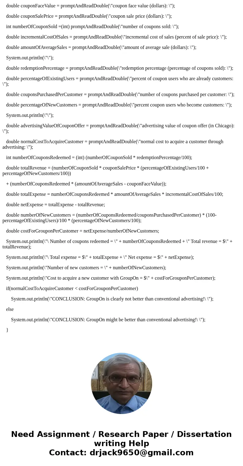 3.1 Your program You will write a program that performs the computation described in the article. Your program will allow the user to do this several times, sho 3.1 Your program You will write a program that performs the computation described in the article. Your program will allow the user to do this several times, sho