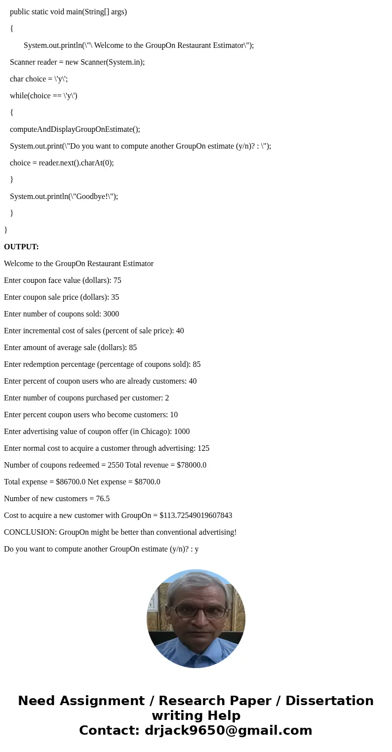3.1 Your program You will write a program that performs the computation described in the article. Your program will allow the user to do this several times, sho 3.1 Your program You will write a program that performs the computation described in the article. Your program will allow the user to do this several times, sho