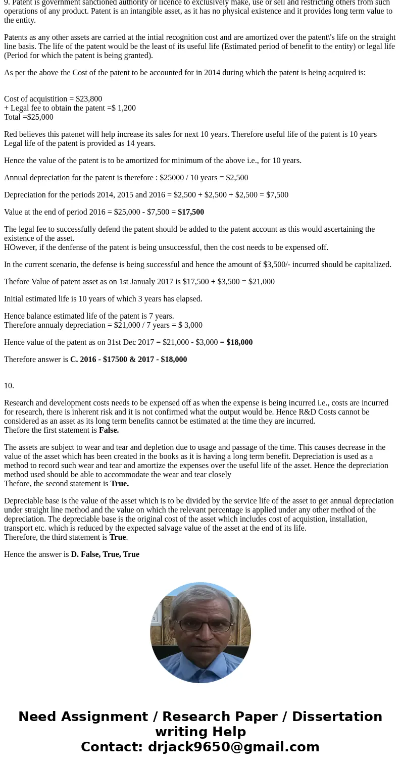 # 9 and 10 PLEASE! This is the second time I post this, prior person who answered these questions got them wrong! 8. Kidd loc uses the straight-line method of d