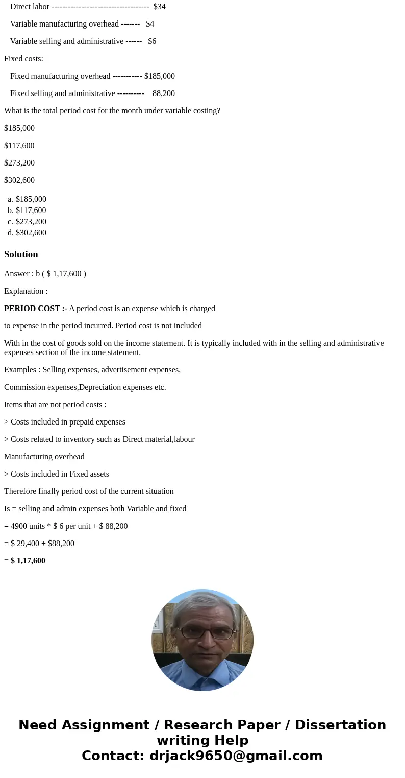 A manufacturing company that produces a single product has provided the following data concerning its most recent month of operations: Selling price ----------- A manufacturing company that produces a single product has provided the following data concerning its most recent month of operations: Selling price -----------