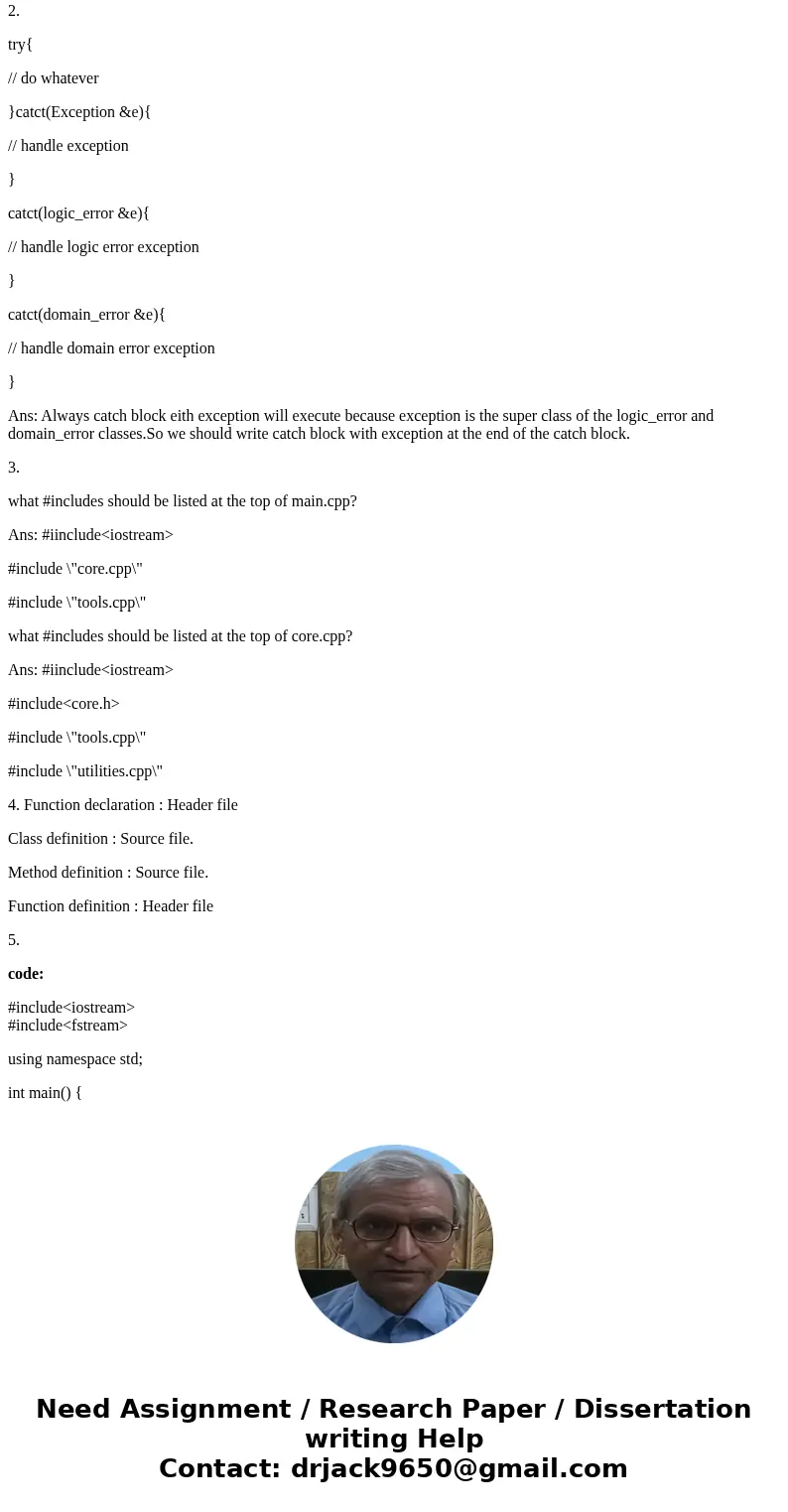 C++ Introduction to Programming It is short and simple practice. Please solve #1,2,3,4,5 #include<iostream> ... Classes: members and methods Classes, cont