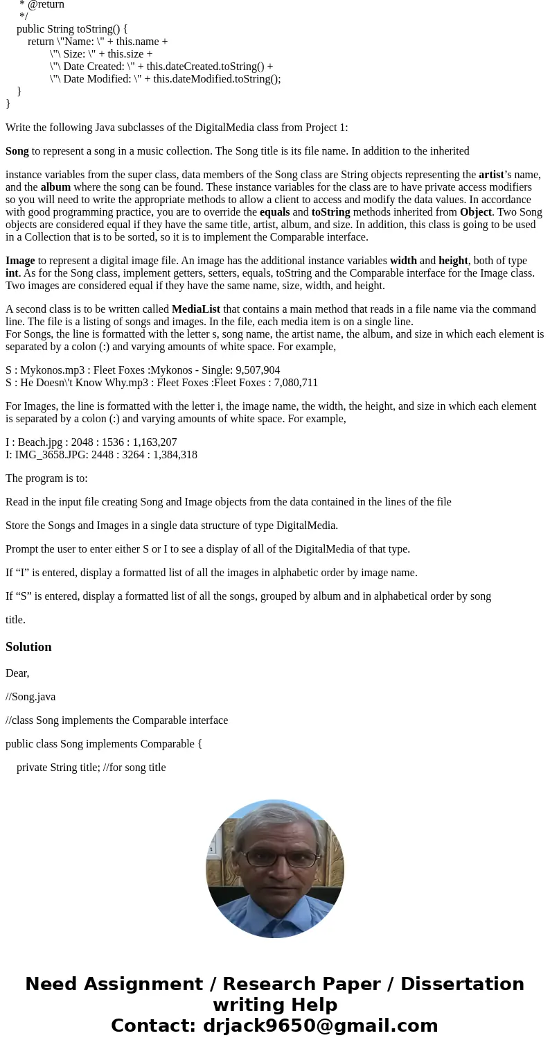 Code from Project 1: import java.time.LocalDateTime; public class DigitalMedia { private String name; private long size; private LocalDateTime dateCreated; priv Code from Project 1: import java.time.LocalDateTime; public class DigitalMedia { private String name; private long size; private LocalDateTime dateCreated; priv