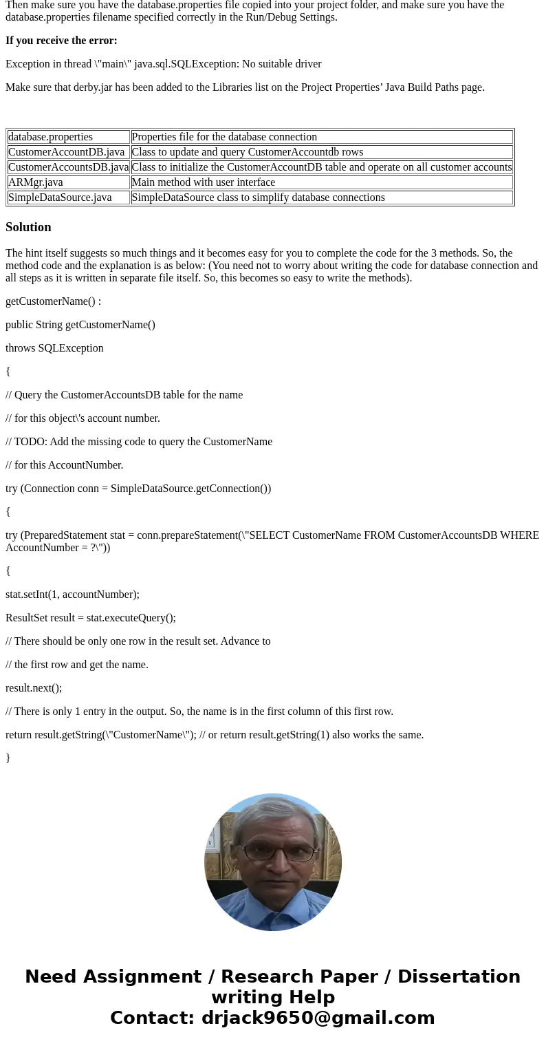 Complete a Java program named ARMgr that maintains customer accounts receivable in a database. The code to initialize the CustomerAccountsDB database table and  Complete a Java program named ARMgr that maintains customer accounts receivable in a database. The code to initialize the CustomerAccountsDB database table and