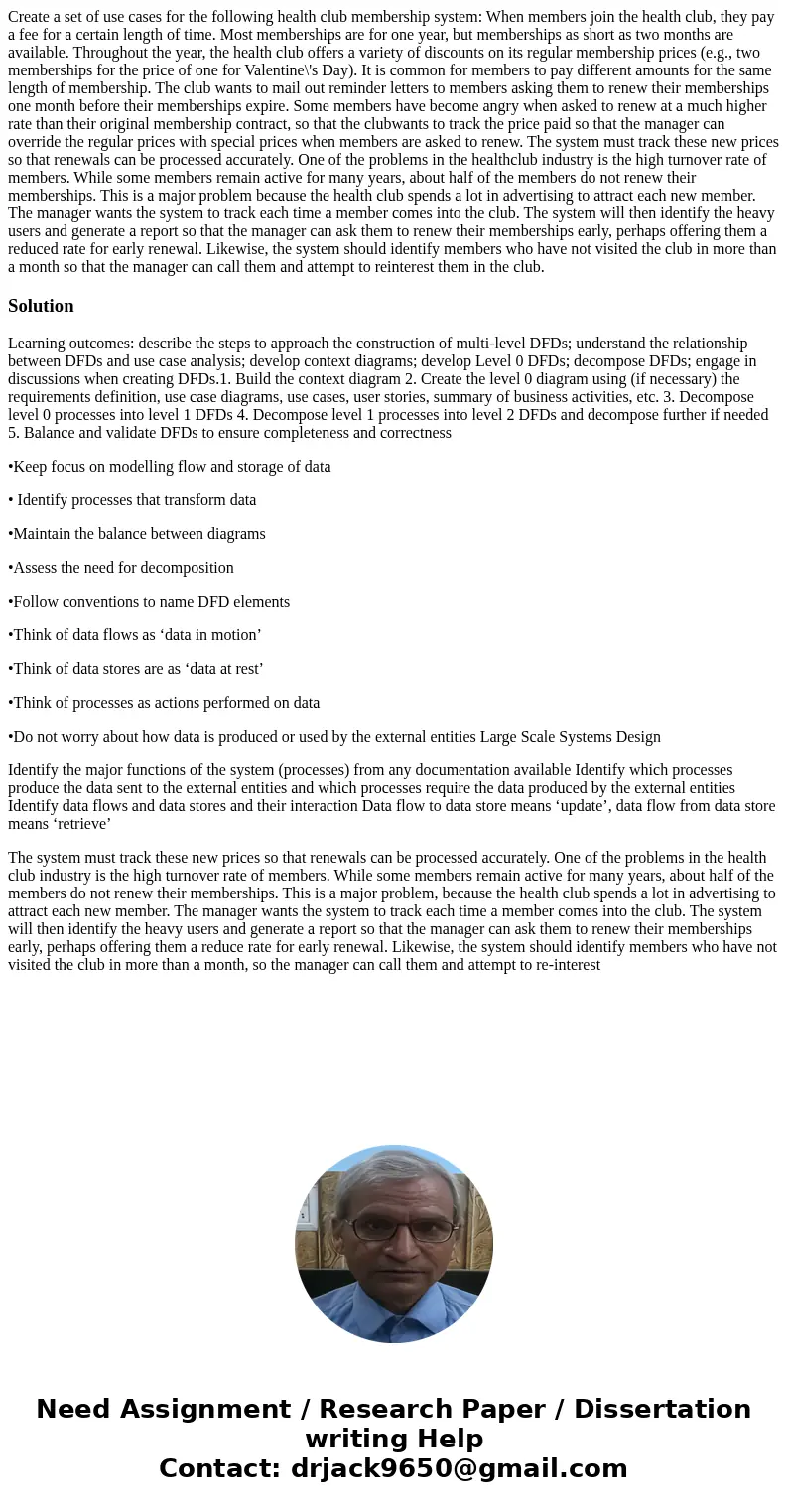 Create a set of use cases for the following health club membership system: When members join the health club, they pay a fee for a certain length of time. Most  Create a set of use cases for the following health club membership system: When members join the health club, they pay a fee for a certain length of time. Most