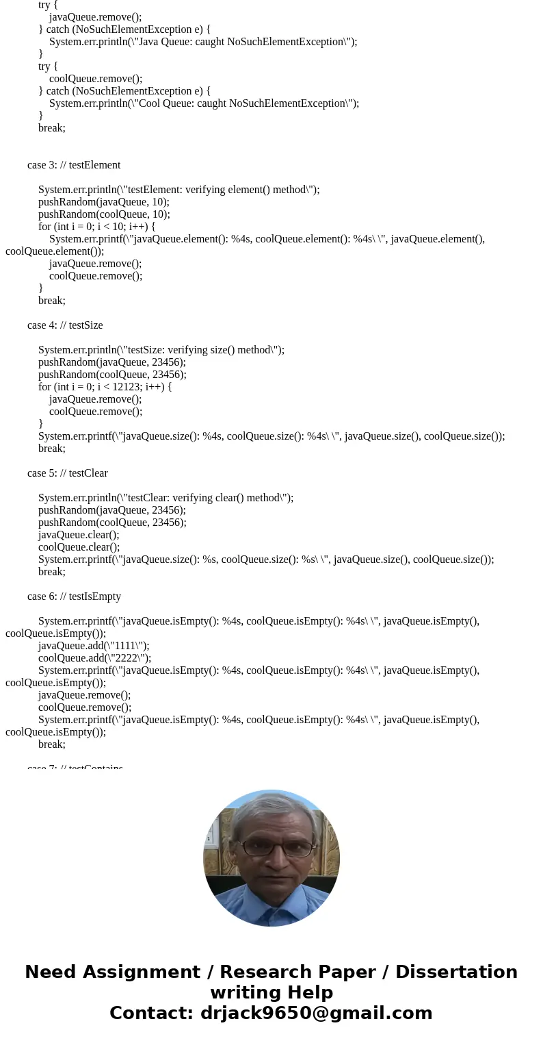 Description (Part A) In this lab you will write a Queue implementation called CoolQueue, which closely matches the java.util.Queue collection, except with fewer Description (Part A) In this lab you will write a Queue implementation called CoolQueue, which closely matches the java.util.Queue collection, except with fewer
