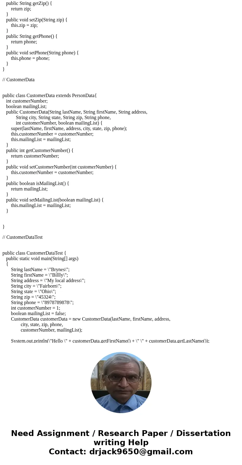 Design a class named PersonData with the following member variables: lastName firstName address city state zip phone Write the appropriate accessor and mutator  Design a class named PersonData with the following member variables: lastName firstName address city state zip phone Write the appropriate accessor and mutator
