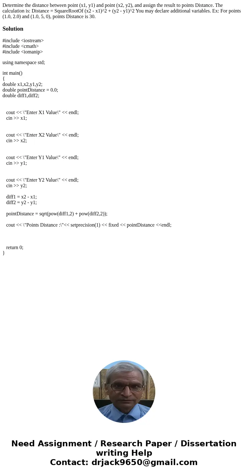 Determine the distance between point (x1, y1) and point (x2, y2), and assign the result to points Distance. The calculation is: Distance = SquareRootOf (x2 - x  Determine the distance between point (x1, y1) and point (x2, y2), and assign the result to points Distance. The calculation is: Distance = SquareRootOf (x2 - x
