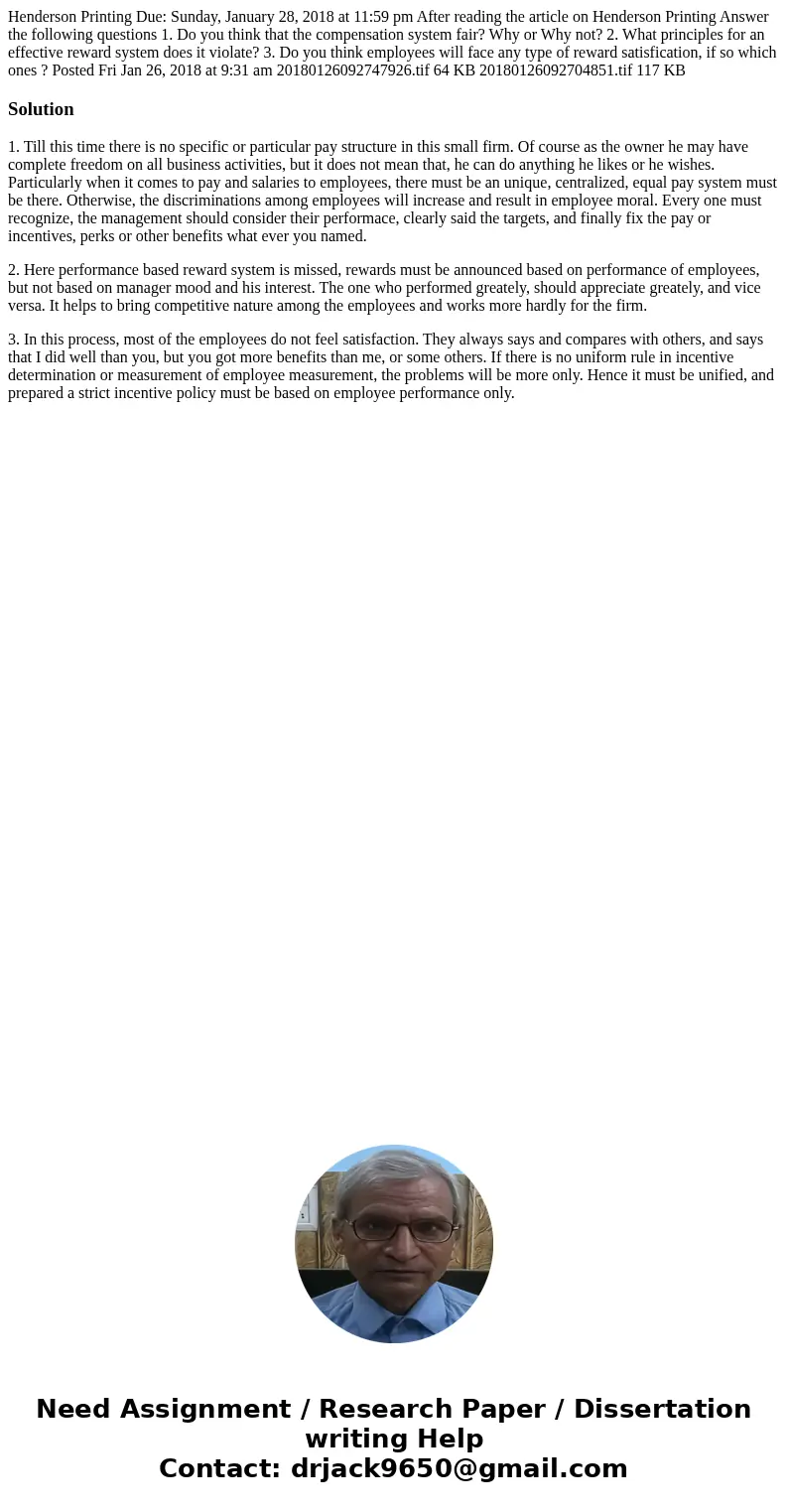 Henderson Printing Due: Sunday, January 28, 2018 at 11:59 pm After reading the article on Henderson Printing Answer the following questions 1. Do you think tha  Henderson Printing Due: Sunday, January 28, 2018 at 11:59 pm After reading the article on Henderson Printing Answer the following questions 1. Do you think tha